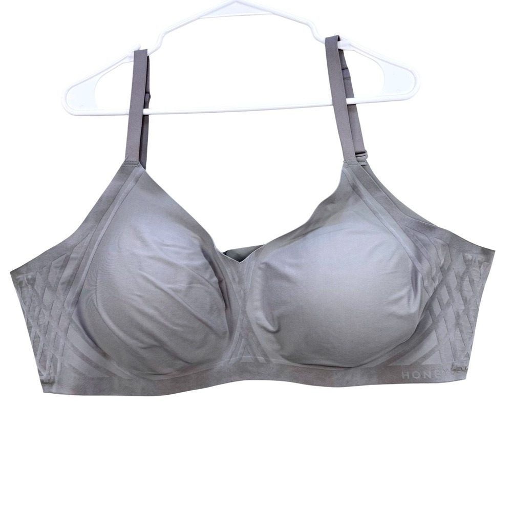 Honeylove Crossover Bra Women Grey Wire-free Comfort Athleisure FLAW